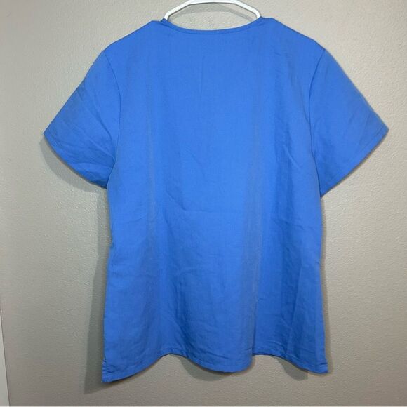 FIGS blue V neck front pockets short sleeve unisex scrub top size XL - Picture 6 of 9